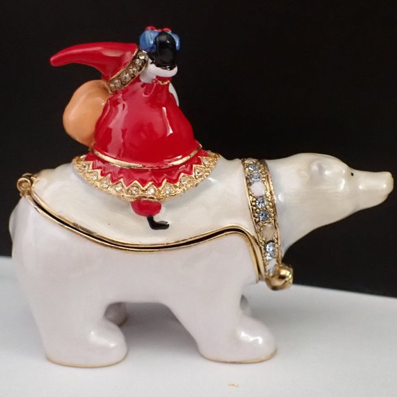 Depatment56 Santa on Polar Bear Jeweled Box/Xmas/Holiday/Santa Claus - Picture 4 of 8
